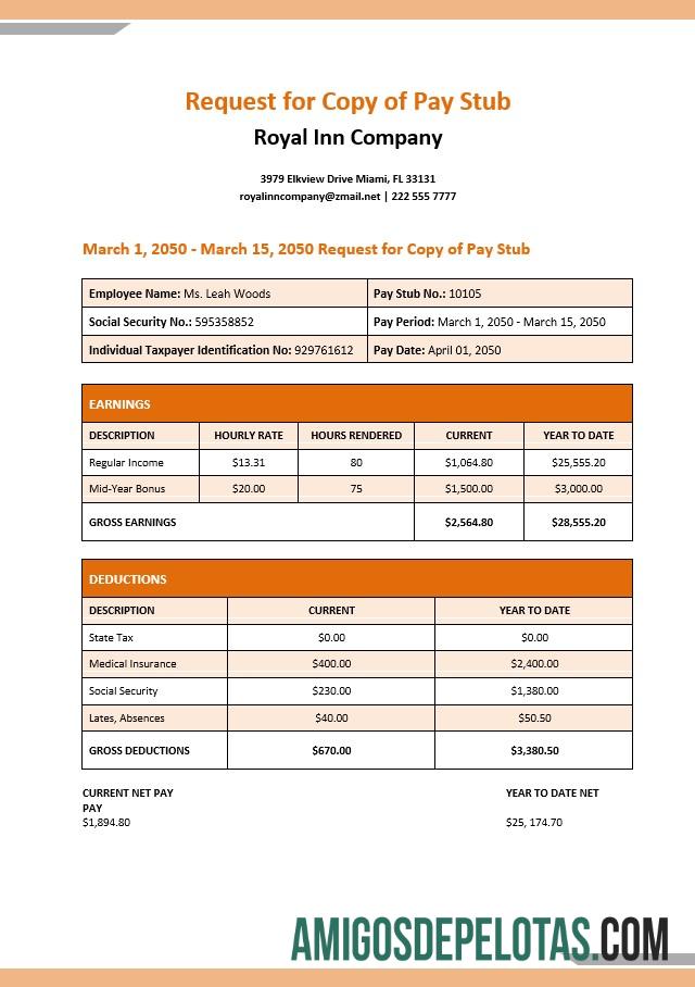 Royal Inn Company contracheque em formatos PDF e Word exemplo real